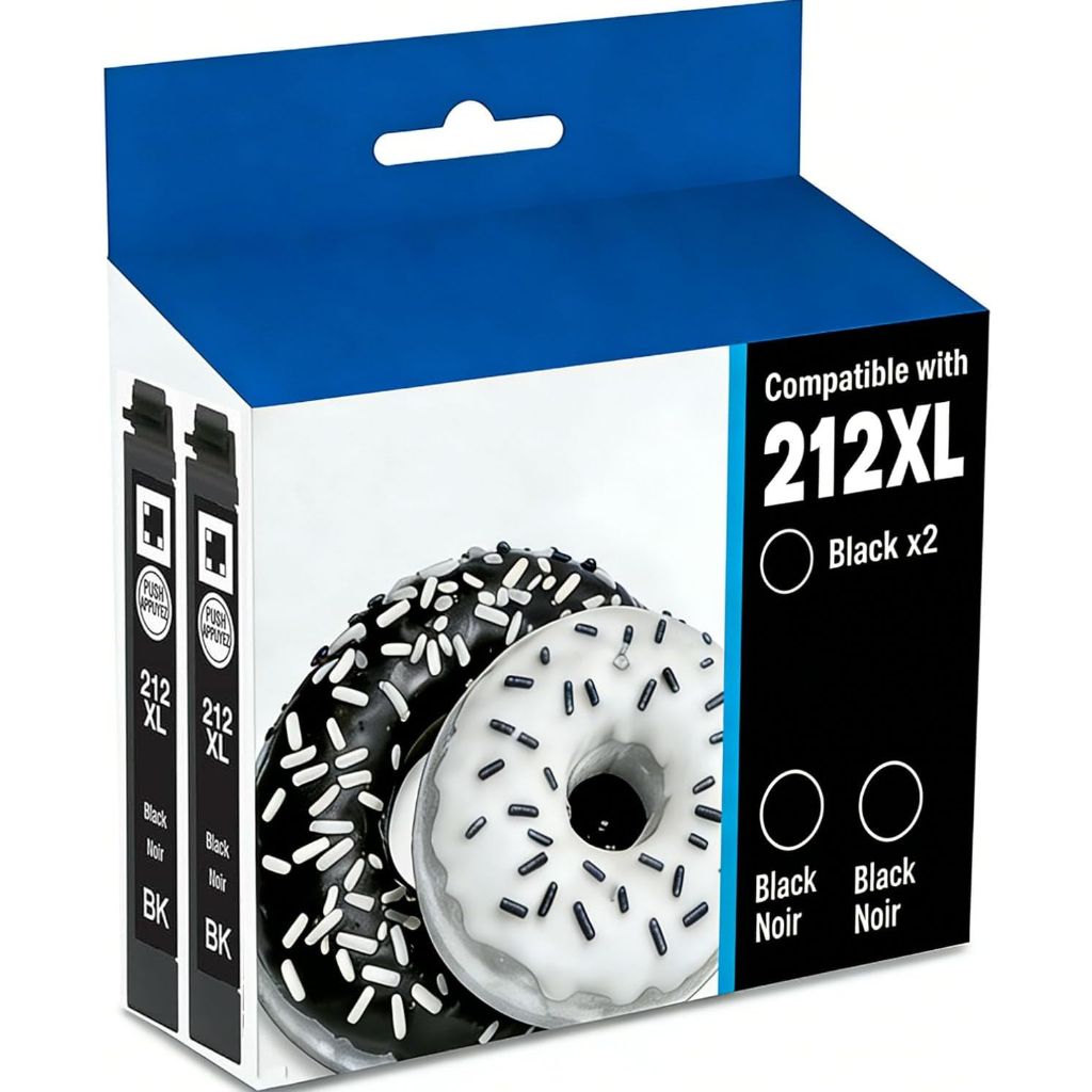 Printer Ink 222XL Black Ink Cartridges Replacement for 222XL 222 T222XL High Yeild for Workforce Printer (2 Black)