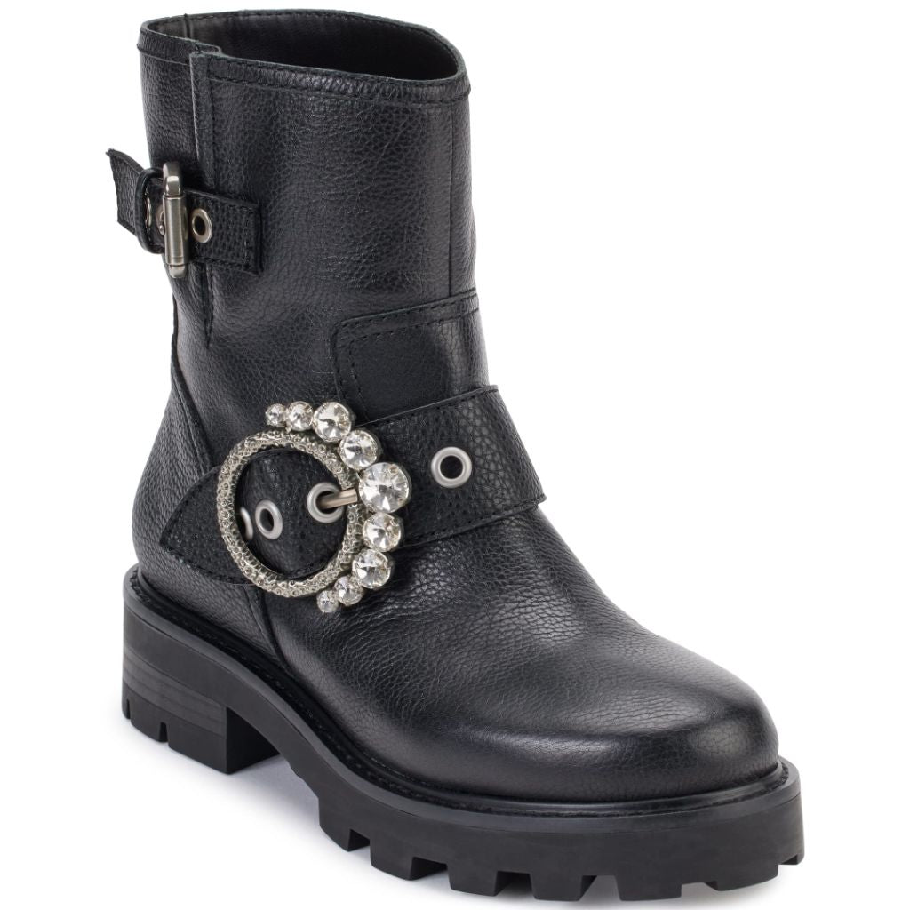 KARL LAGERFELD Women's Marceau Boot with Crystal Embellishment, BLACK, 8