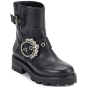 KARL LAGERFELD Women's Marceau Boot with Crystal Embellishment, BLACK, 8