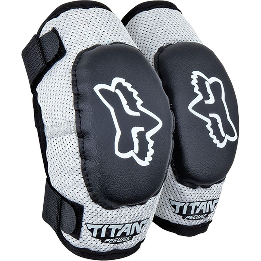 Fox Racing Youth Pewee Titan Medium/Large Motocross Dirt Bike Elbow Pads, Black/Silver, One Size