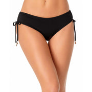 SZ L, Anne Cole Women's Alex Solid Side Tie Adjustable Bikini Swim Bottom | Black