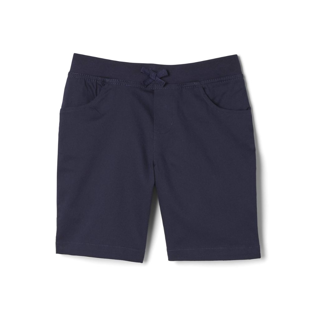 French Toast Girls' Pull-On Tie Front Stretch Twill Shorts - Navy, 12