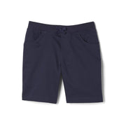 French Toast Girls' Pull-On Tie Front Stretch Twill Shorts - Navy, 12
