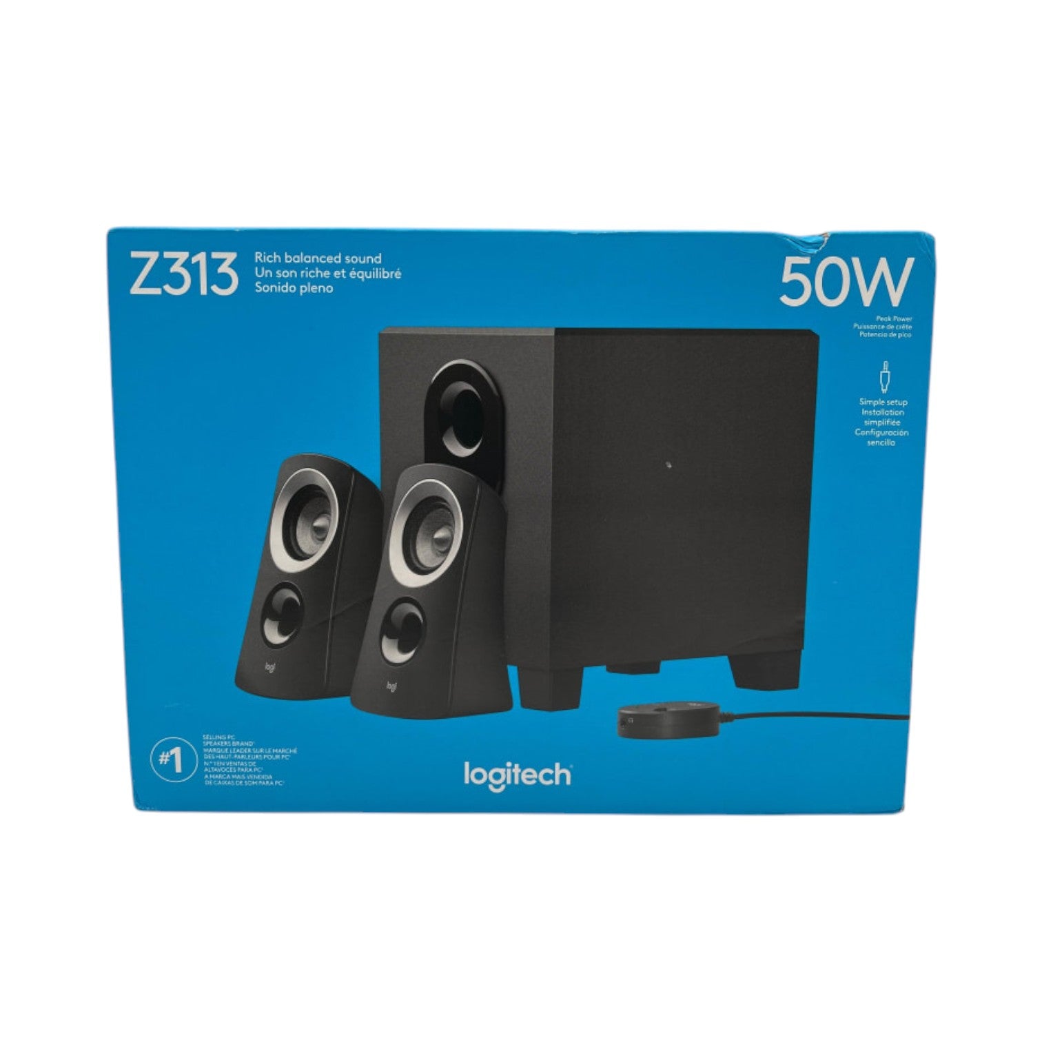 Logitech Z313 2.1 Multimedia Speaker System with Subwoofer, Full Range Audio, 50 Watts Peak Power, Strong Bass, 3.5mm Audio Inputs,