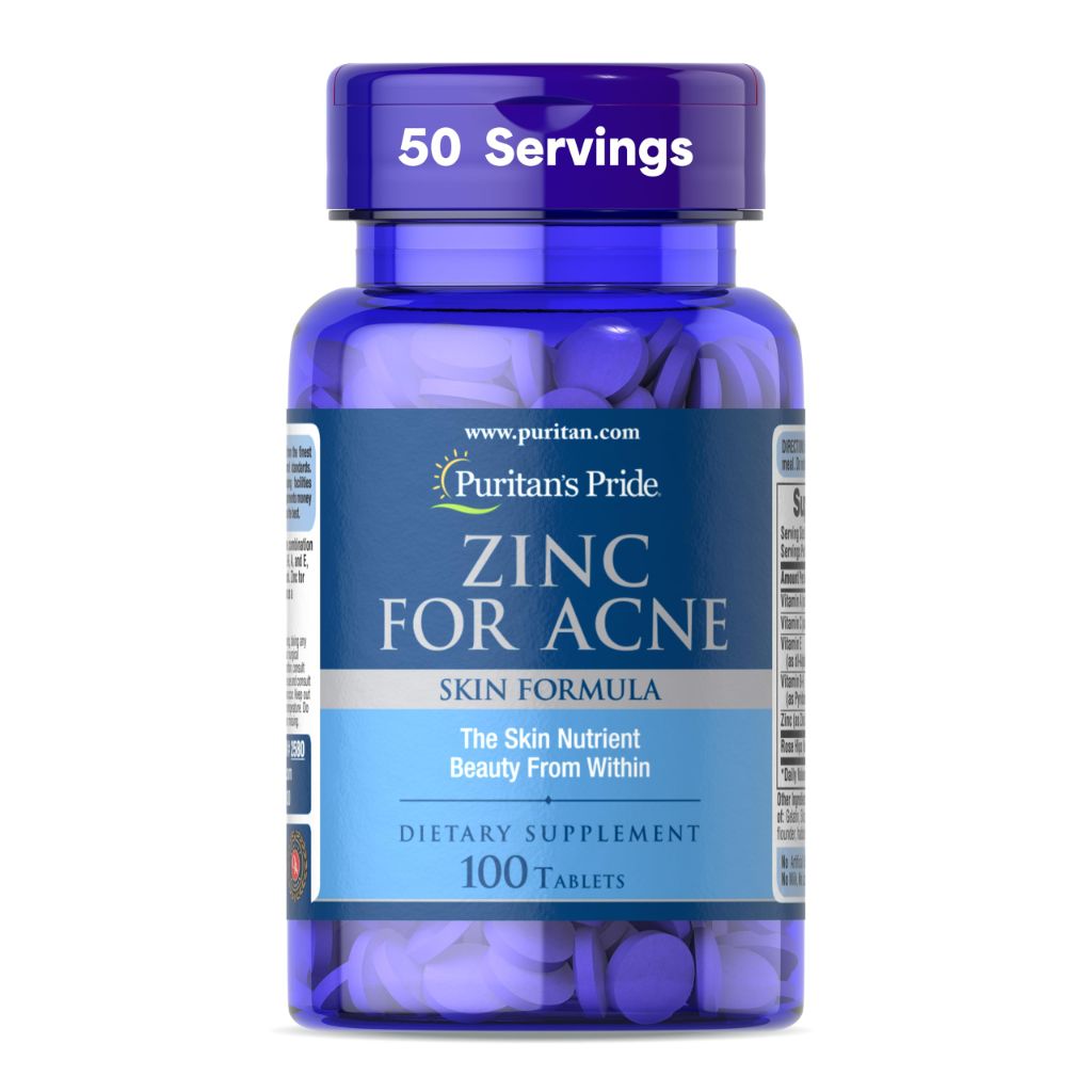 Puritan's Pride Zinc for Acne Skin Formula, 100 Tablets