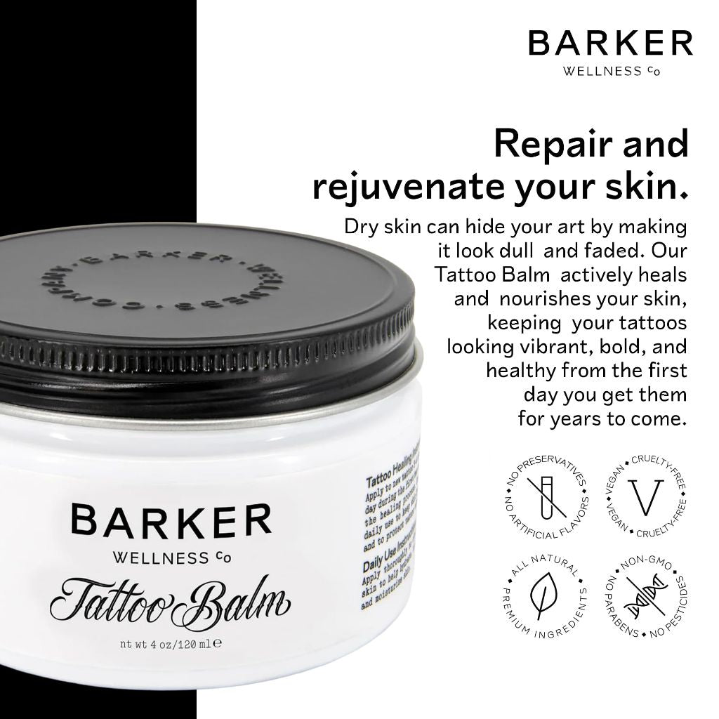 Barker Wellness Tattoo Balm - Non-Greasy, Petroleum-Free, 4 oz
