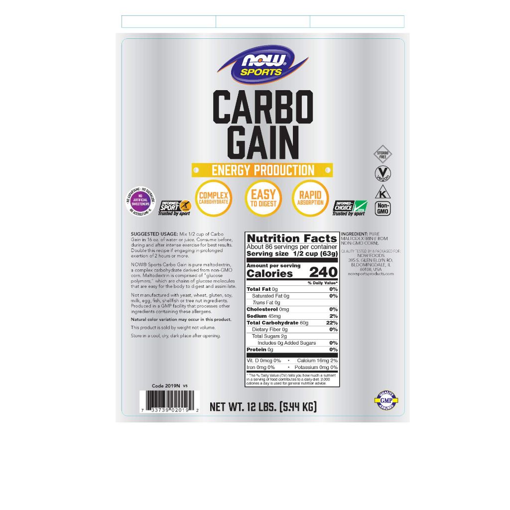 NOW Sports Carbo Gain, 12-Pound
