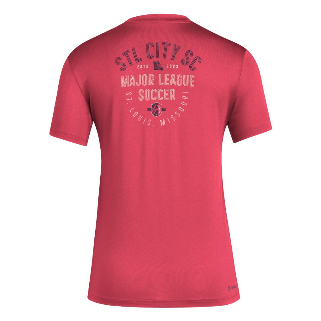 Adidas Women's St. Louis City SC Local Stoic Short Sleeve Pre-game T-shirt, Power Pink, X-Large Tall