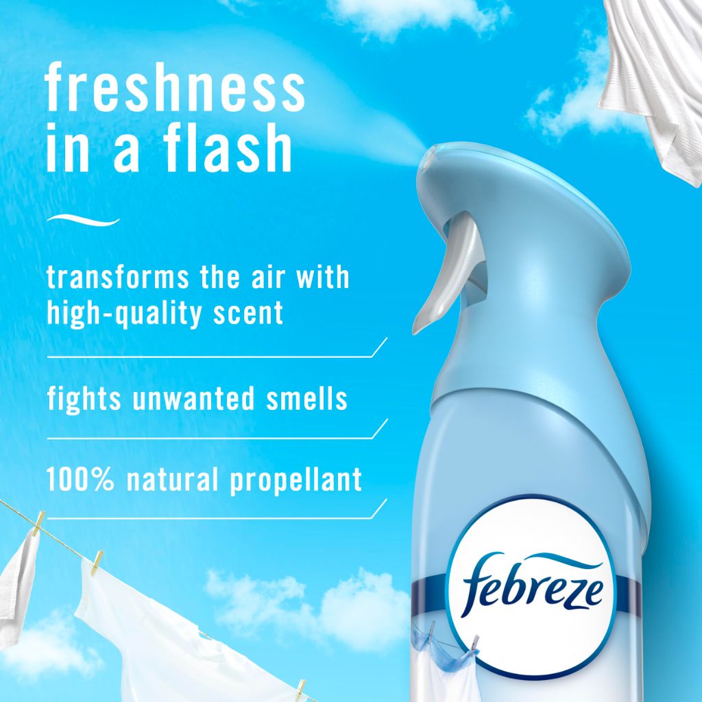Febreze Air Mist Air Freshener Spray, Odor-Fighting Room Spray, Air Fresheners for Home and Bathroom and Kitchen, Aerosol Can, Linen & Sky Scent, 8.8oz (Pack of 2)