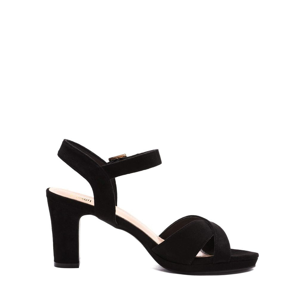 DREAM PAIRS Women's Chunky Heels, Black Suede - Size 8.5