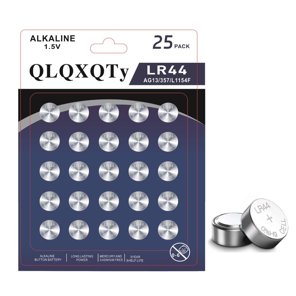 QLQXQTy 25pack LR44 Alkaline Button Cell Batteries 1.5V SR44, 357, AG13, A76, SR44, 303, GP76A, L1154, S357