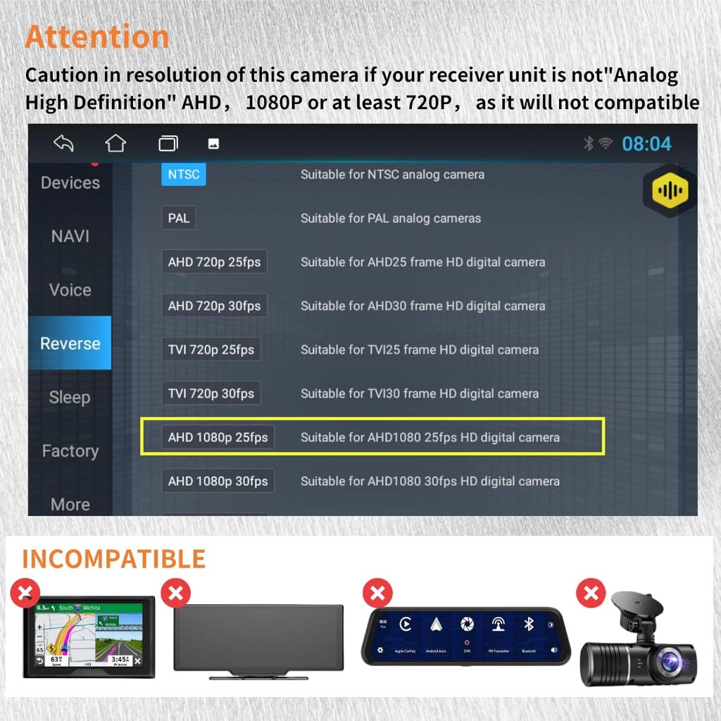 AHD1080P Backup Camera for Car, Metal Sturdy Body IP68 Waterproof Cámaras de Reversa para Autos with Clear Night Vision, Wide View Angle Camera for Truck SUV RV Pickup(Black)