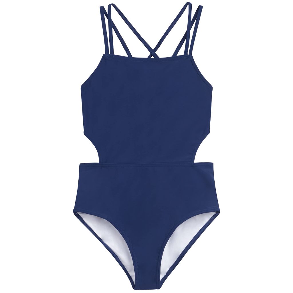 KANU SURF Solid Cut Out 1 PC swim wear for girls size- 16 navy blue