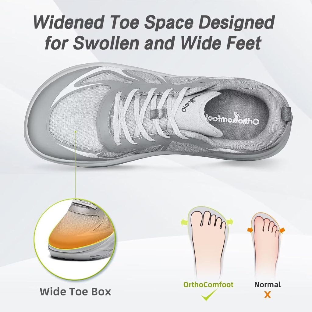 SZ 12.5, OrthoComfoot Men's Orthopedic Diabetic Wide Running Shoes
