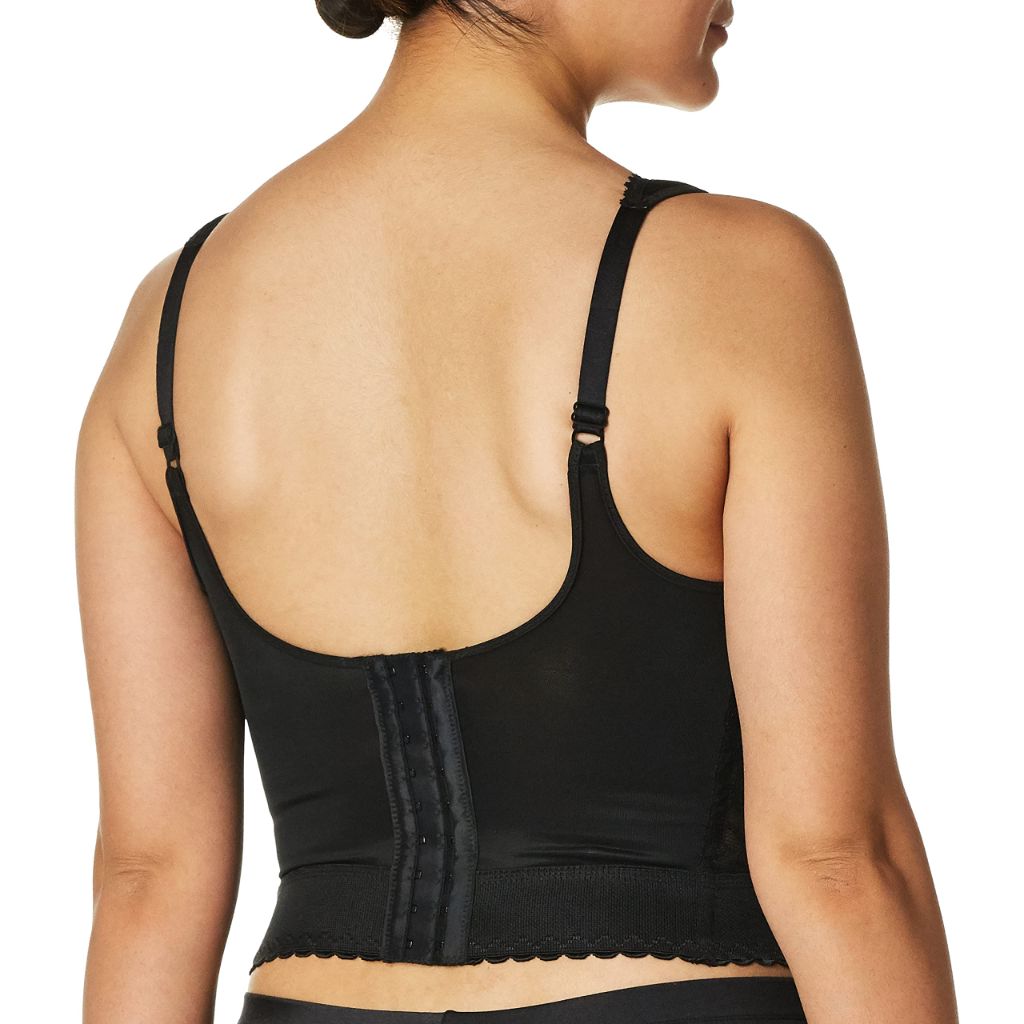 Carnival Womens Full Figured Wide Strap Longline Bra, Black, 34B