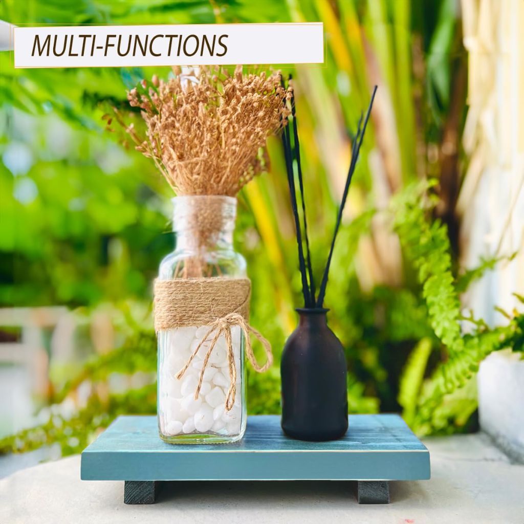 HNQCPCVU Wood Riser, Pedestal Stand, Charming Risers for Decor (8.58 x 3.54 x 1.38 in - Blue)