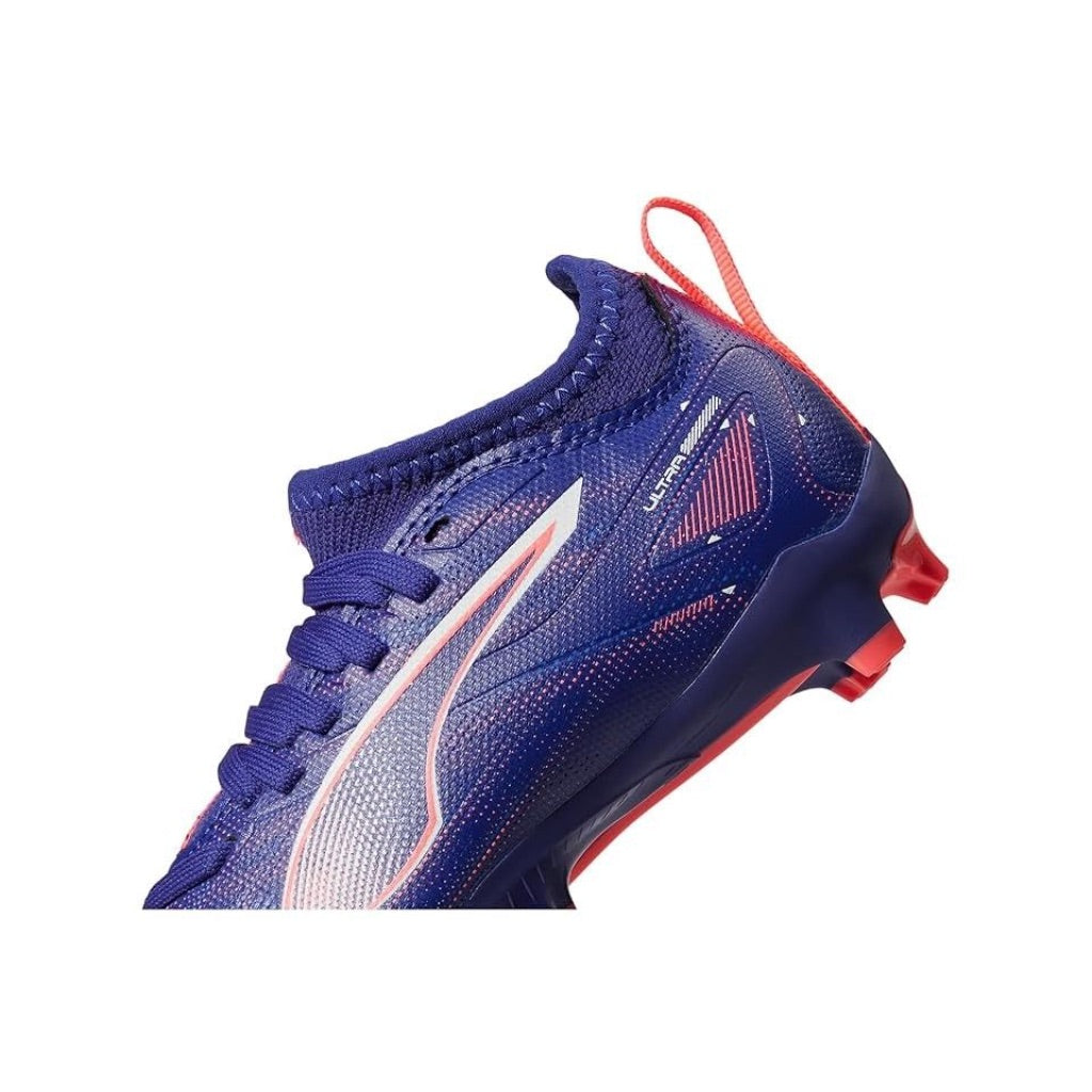 PUMA Kids Ultra Match Firm Ground/All Ground Soccer Cleats, Size 12 Little Kid, Lapis Lazuli/PUMA White/Sunset Glow