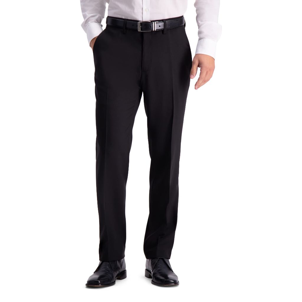 Kenneth Cole REACTION Men's Modern Fit Flat Front Dress Pants, Black, 36W x 32L