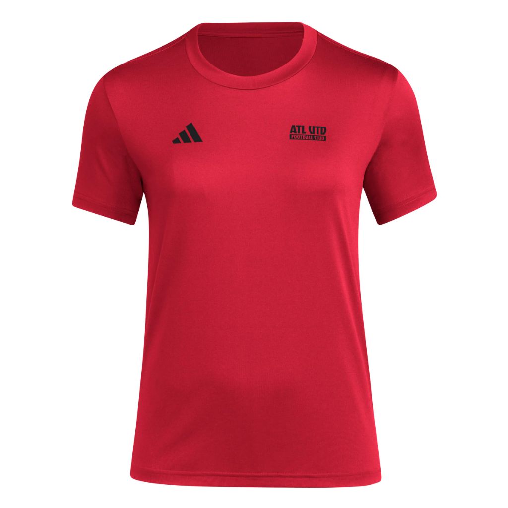 adidas Women's MLS Soccer Pre-Game Short Sleeve T-Shirt - Atlanta United, Victory Red (Large)