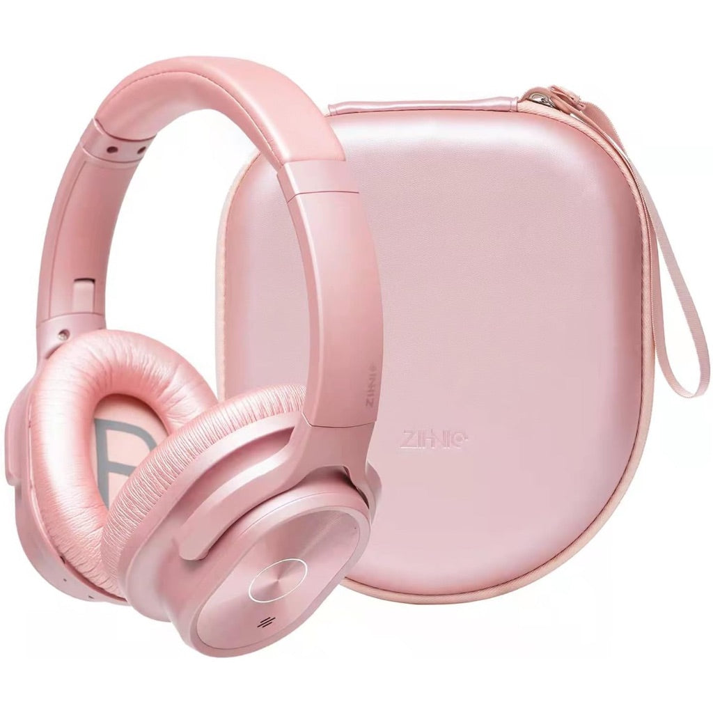 ZIHNIC Active Noise Cancelling Headphones, 40H Playtime Wireless Bluetooth Headset with Deep Bass Hi-Fi Stereo Sound,Comfortable Earpads for Travel/Home/Office (Rose Gold)