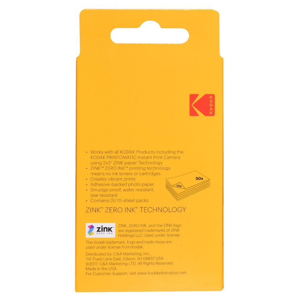 Kodak 2x3 Premium Sticky-Backed ZINK Photo Paper (50 Sheets)