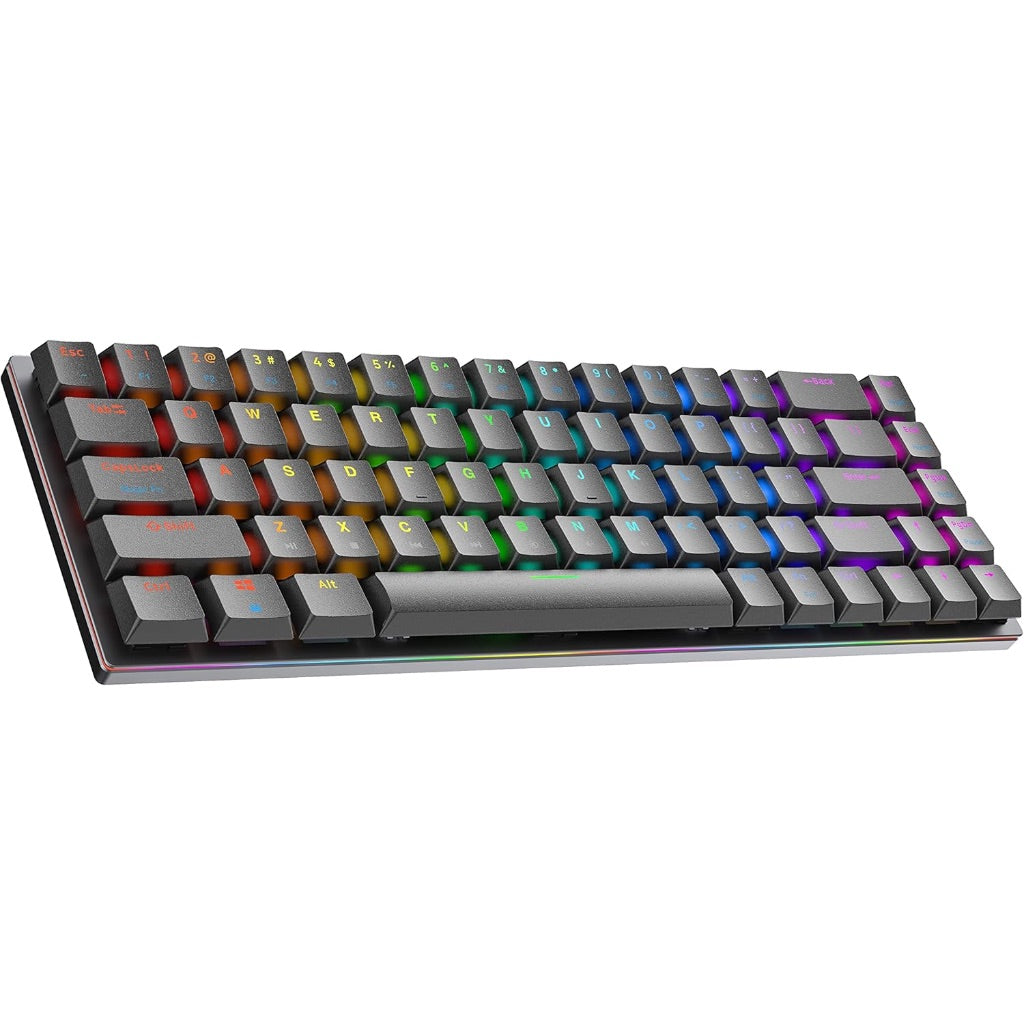 Ranked G65 Guardian 65% Ultra Slim Hot Swappable Mechanical Gaming Keyboard, 68 Keys Multi Color RGB LED Backlit (Black, Gateron Low Profile Red)