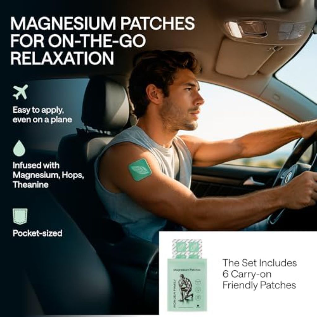 Magnesium Oil Spray for Feet and Whole Body, Natural Deodorant, Sleep Support and Relaxation - 8.45 fl. oz. Bottle with 6 Patches