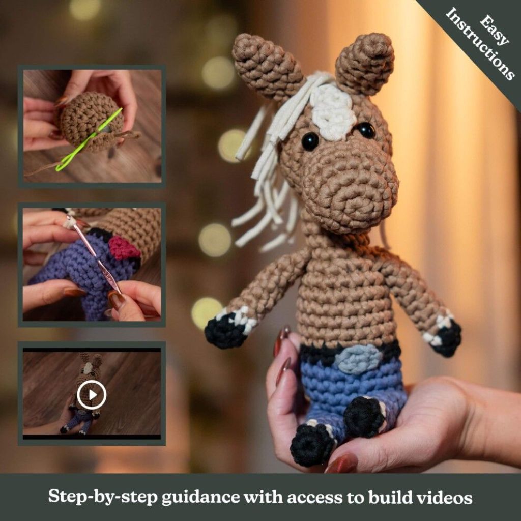 Amigurumi Crochet Kit for Beginners with Step-by-Step Video Tutorials - Harvey the Horse