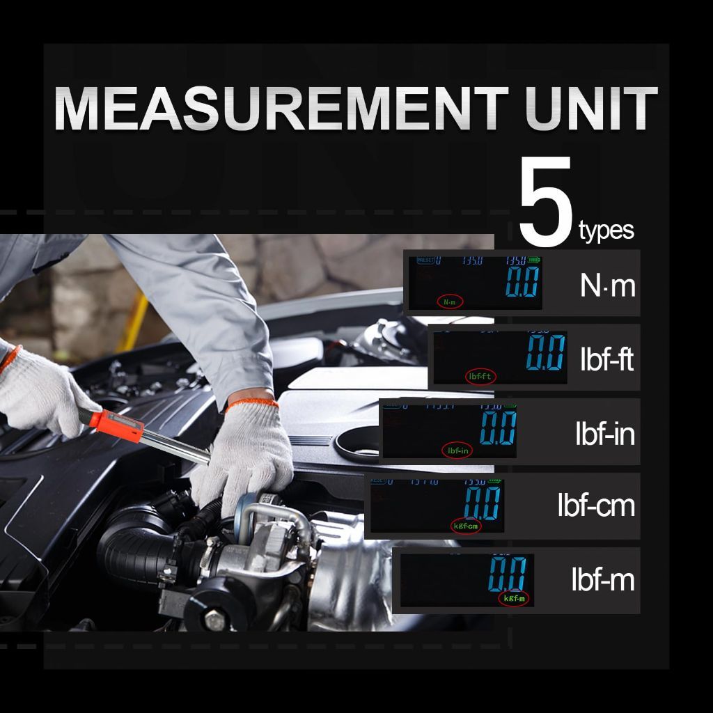 Hairich Digital Torque Wrench 3 8 Drive, 5-100FT-LB/0-135N.M