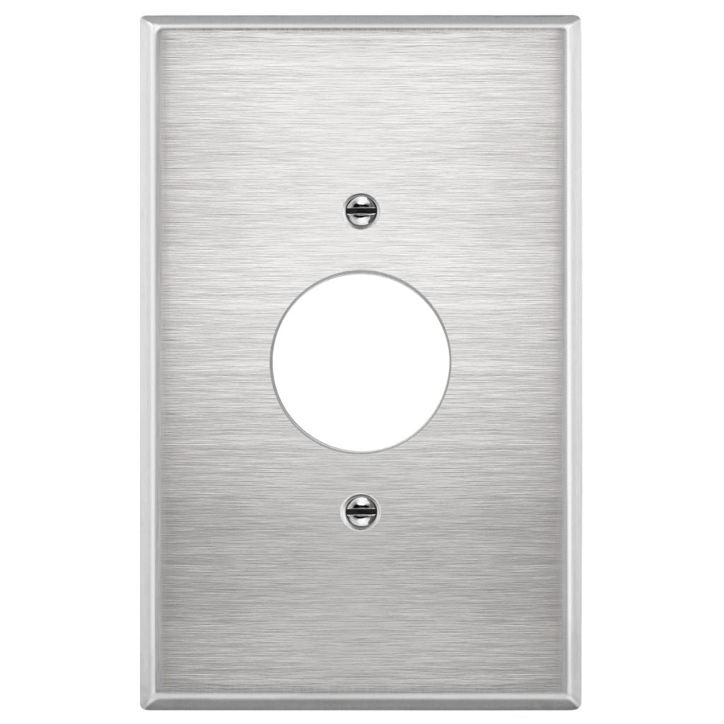 ENERLITES 1.406" Hole Single Receptacle Outlet Metal Wall Plate, Corrosive Resistant, Over Size 1-Gang 5.5" x 3.5", 7751O, 430 Stainless Steel, UL Listed, Silver