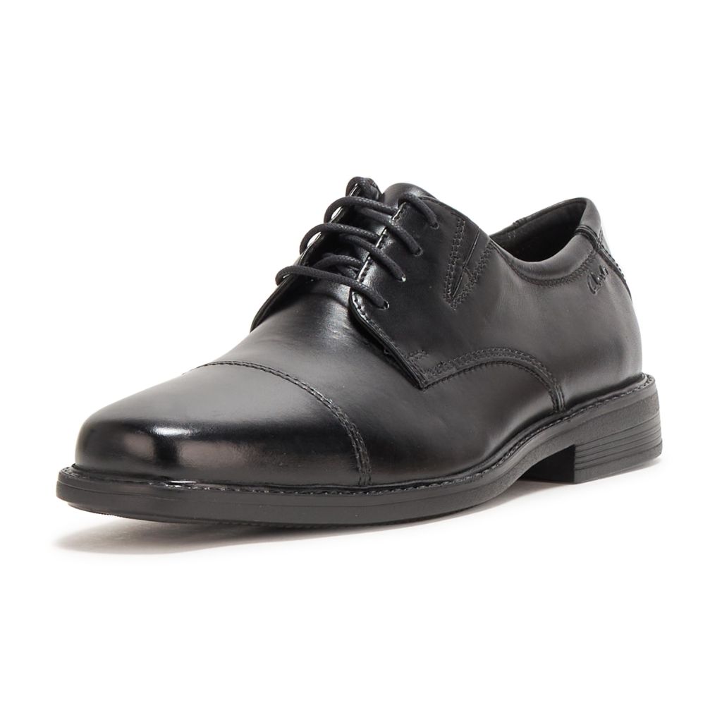 Clarks Men's Cosgrove Cap Oxford Shoes - Black Leather, Size 13