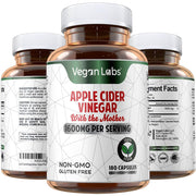 Vegan Labs Apple Cider Vinegar Capsules with The Mother- 180 Vegan Capsules,