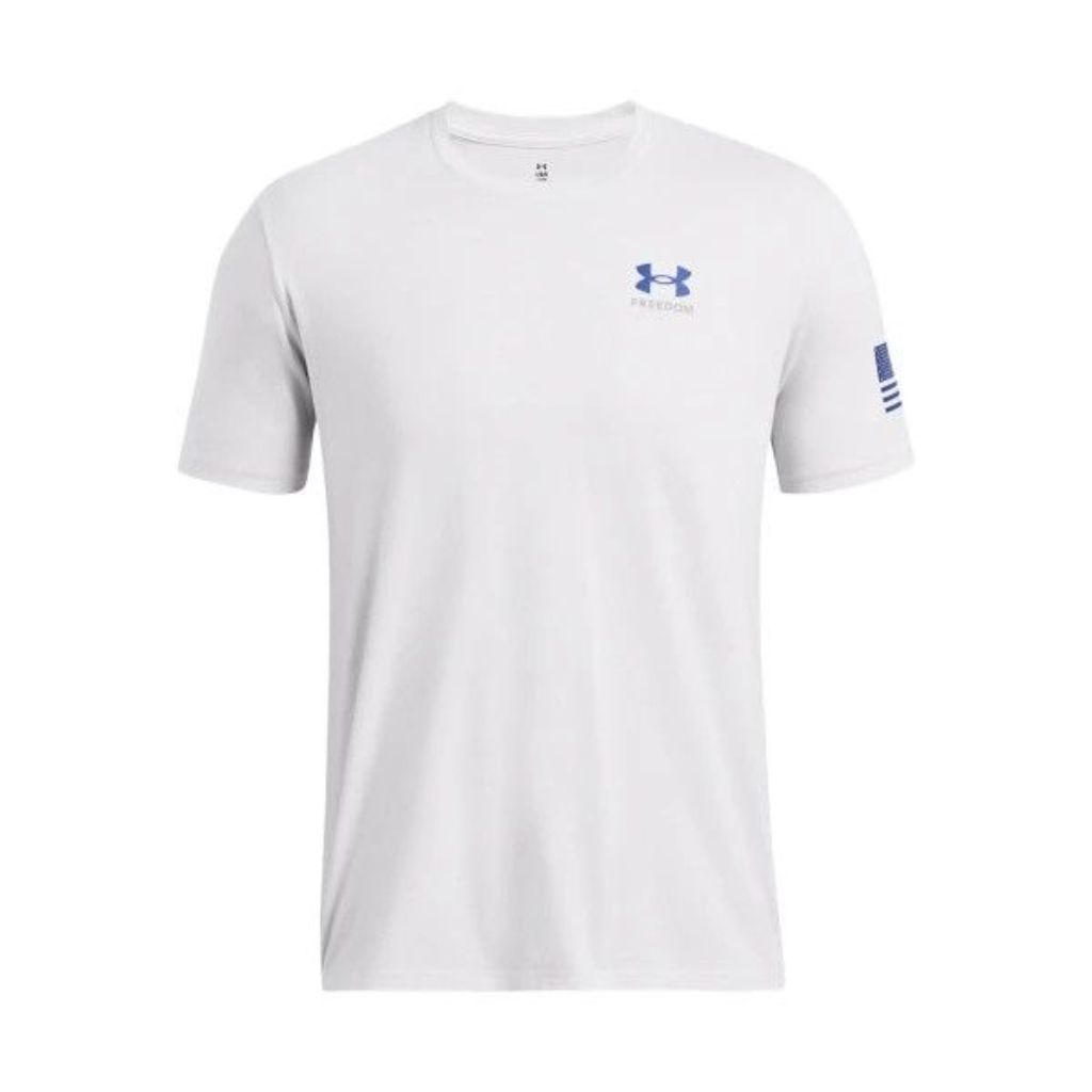 Under Armour 1386738014LG Freedom by Air T-Shirt for Men, Halo Gray & Royal - Large