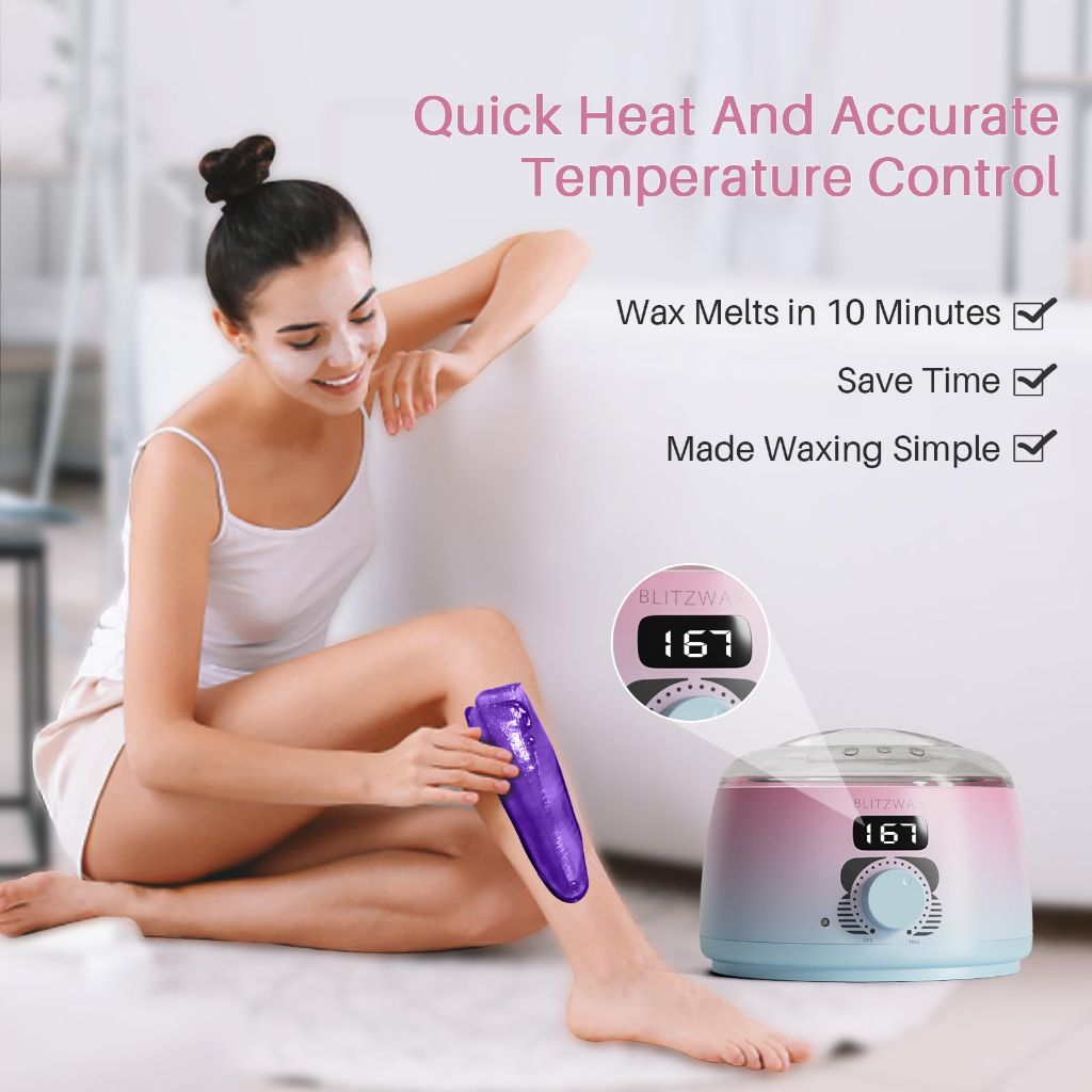 BLITZWAX Brazilian and Bikini Waxing Kit, Pink and Blue Gradient Color