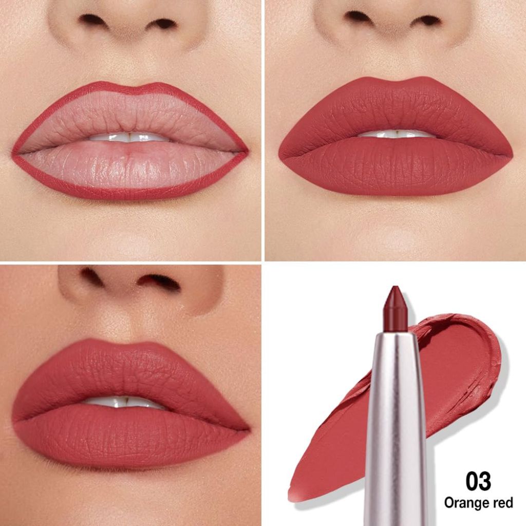 Evpct Silky Lip Liner Pencil Retractable, Red Brown Smooth Lip Liner Creamy Velvet Lipliner