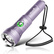 WINDFIRE Dive Light, High-Powered Rechargeable Scuba Flashlight with Power Indicator, IPX8 Waterproof, 12° Beam Angle - Purple