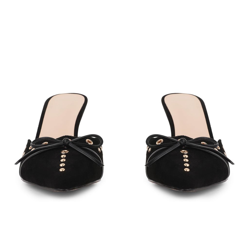 SaraIris Women's Black Pointed Toe Mules, Black - Size 9