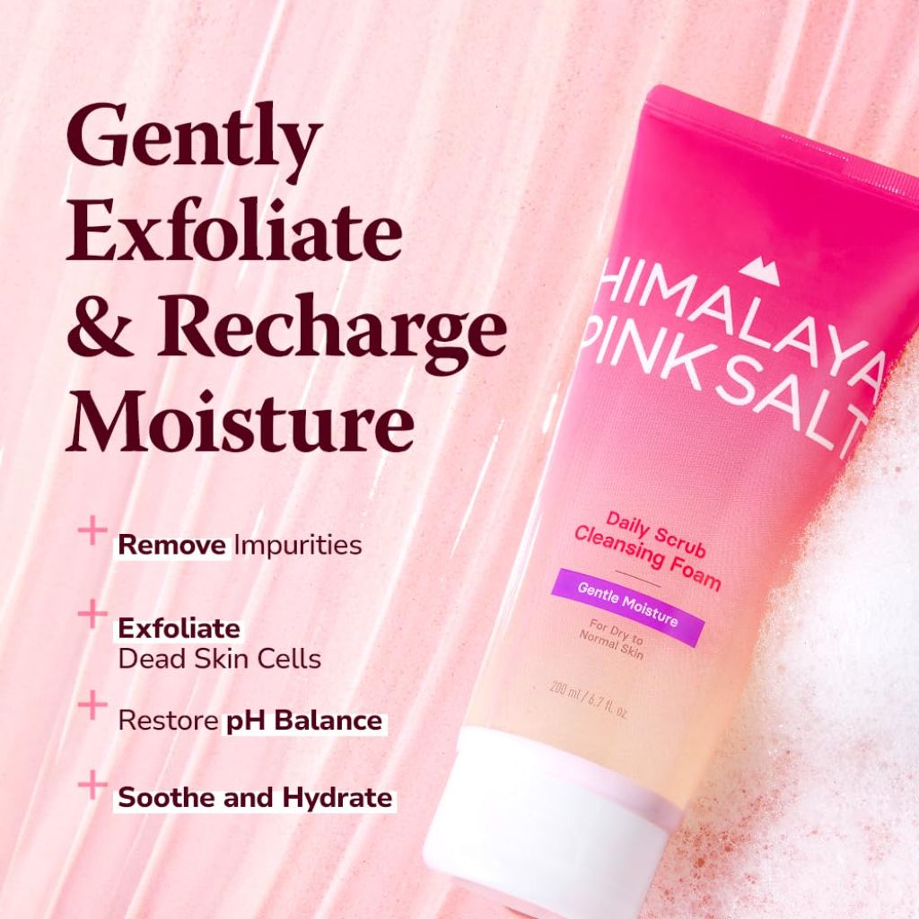 HIMALAYA PINKSALT Daily Scrub Cleansing Foam Gentle Moisture, 6.7 fl oz 2 Pack