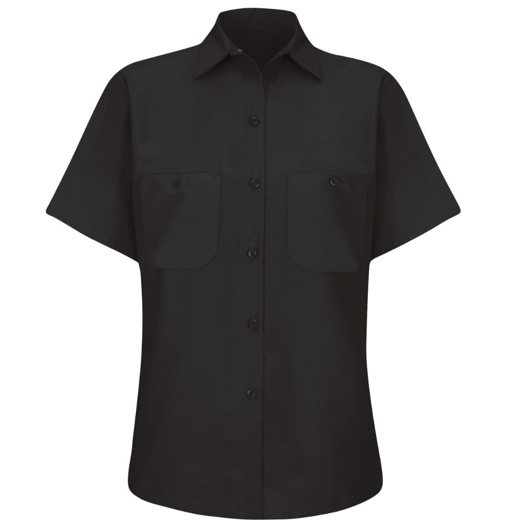 Red Kap Women's Standard Short Sleeve Industrial Work Shirt, Black, 4X-Large