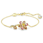 Swarovski Idyllia Bracelet, Mixed Cuts, Flower, Multicolored, Gold-tone Plated in Gold Tone