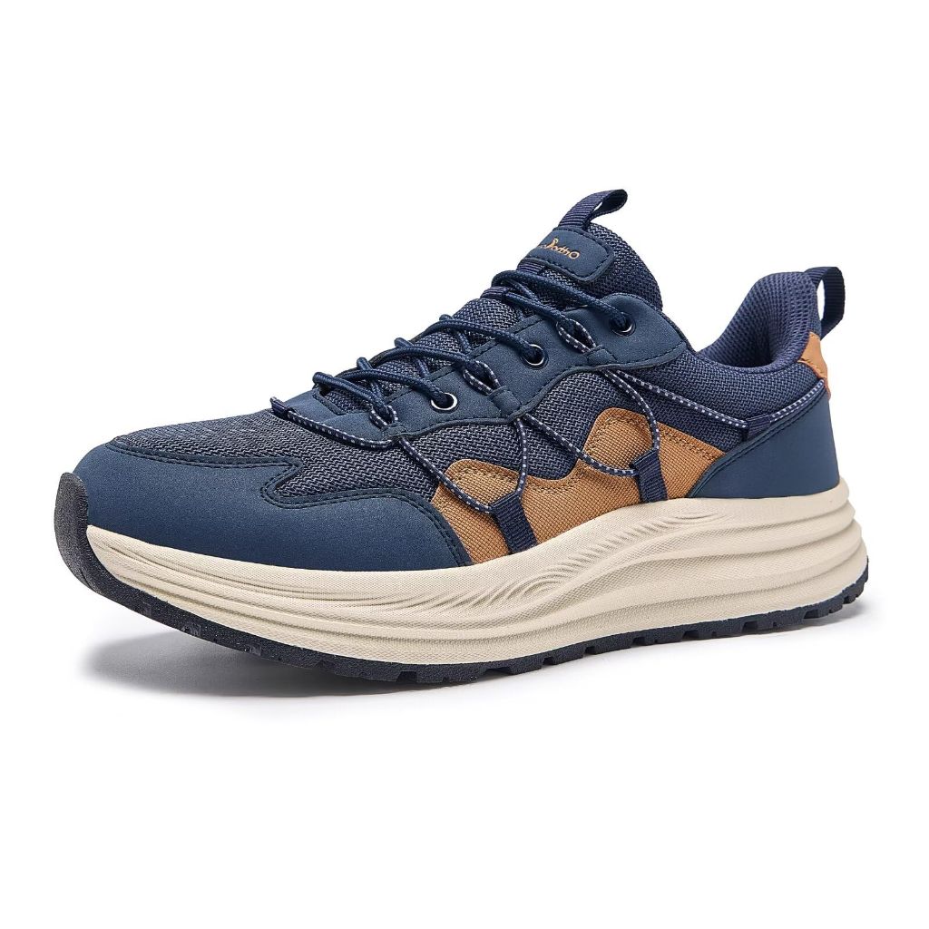Men's Orthopedic Lightweight Running Shoes: Plantar Fasciitis Heel Spur Arch Support Orthotic Pain Relief Bunions Recovery Trail Sneakers, Comfortable Fit Sport Gowalk Tennis Shoes Dark Blue Size 9