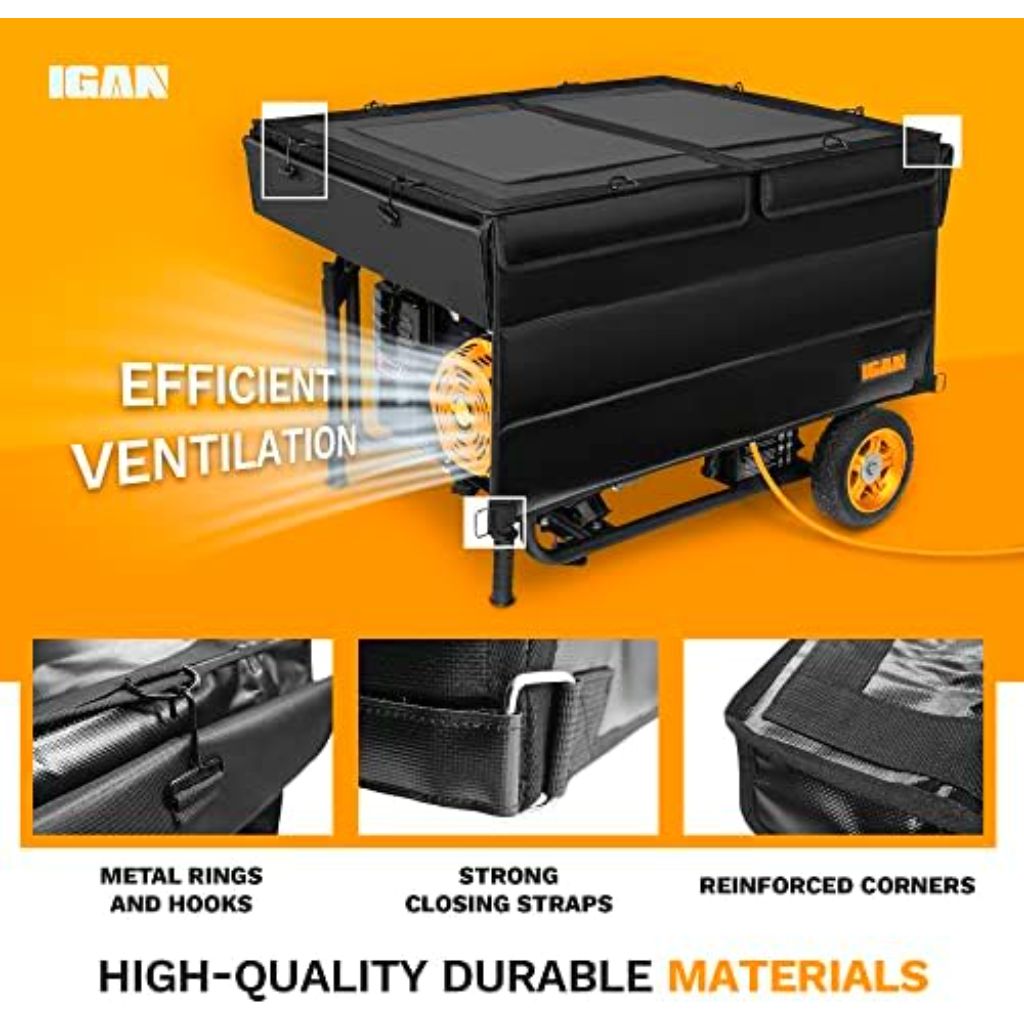 IGAN Generator Cover While Running for most 3500w-12000w Generators - Ultra Heavy Duty, Black