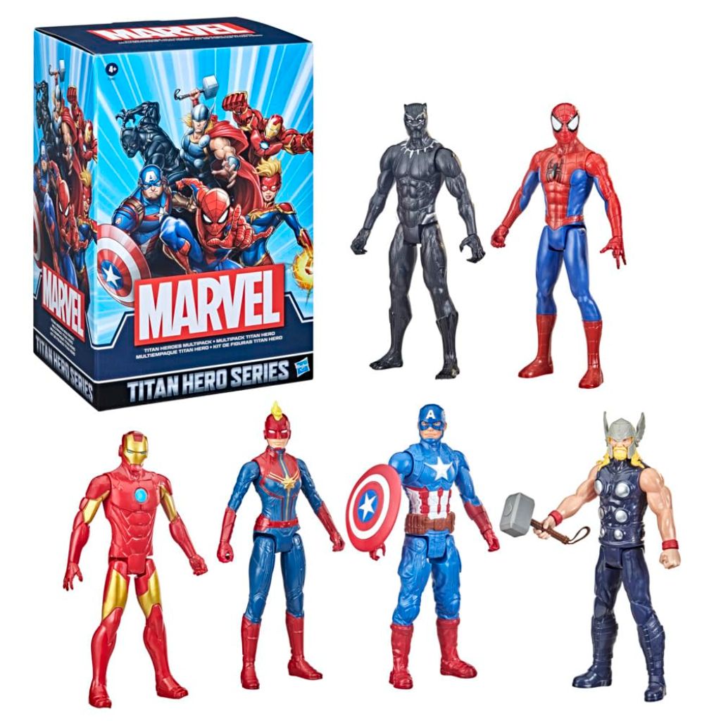 Hasbro- Marvel Titan Hero Series Multipack (6 Action Figures, 30 cm, Ages 4 Years) (F28615S1), Amazon Exclusive