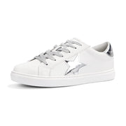PARTY Women's Fashion Sneakers,White Patch Pu,8
