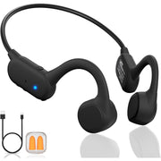 Open Ear Wireless Bone Conduction Headphones with Mic, 12Hrs Playtime - Black