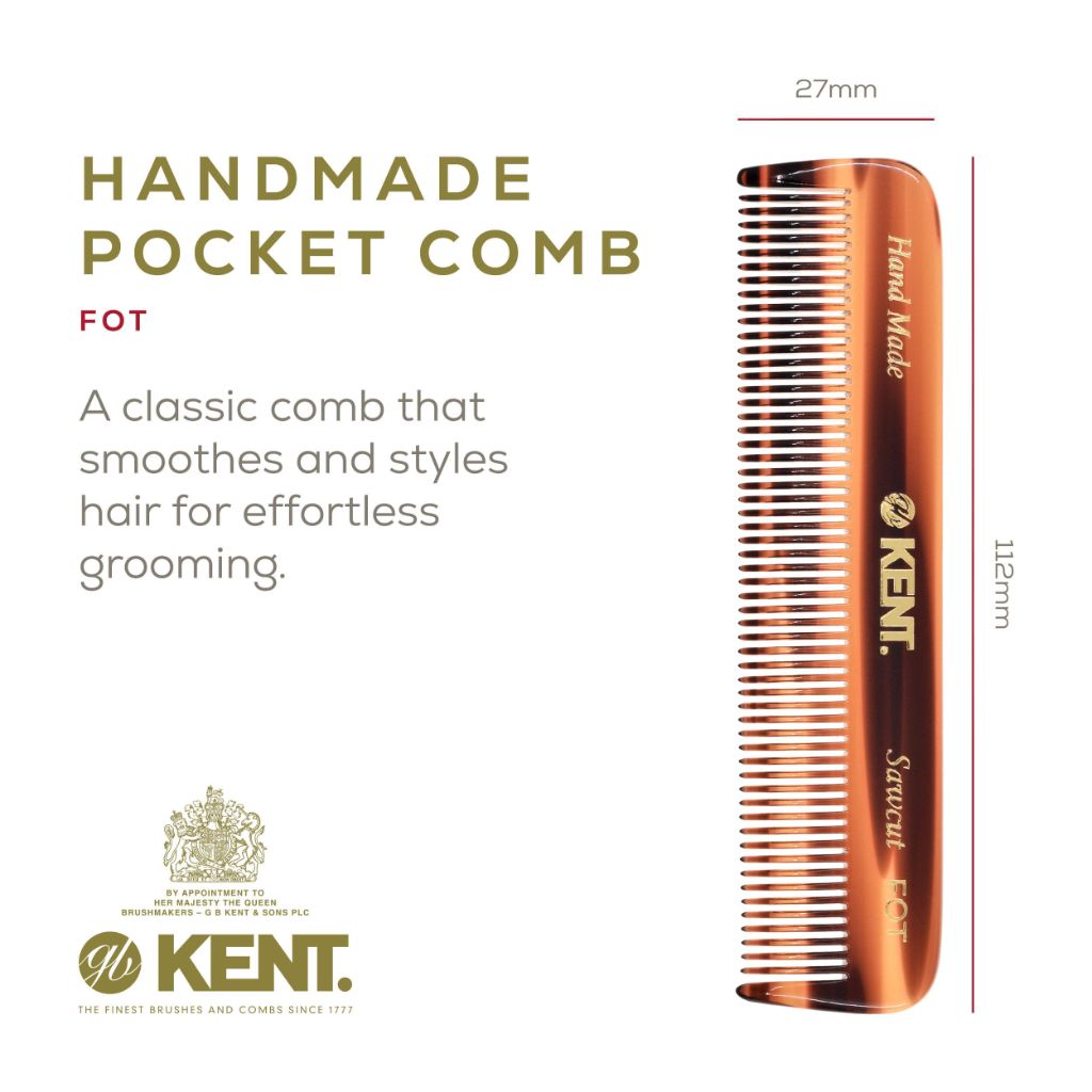 Kent 81T FOT Tortoiseshell Beard Pocket Comb Set for Men