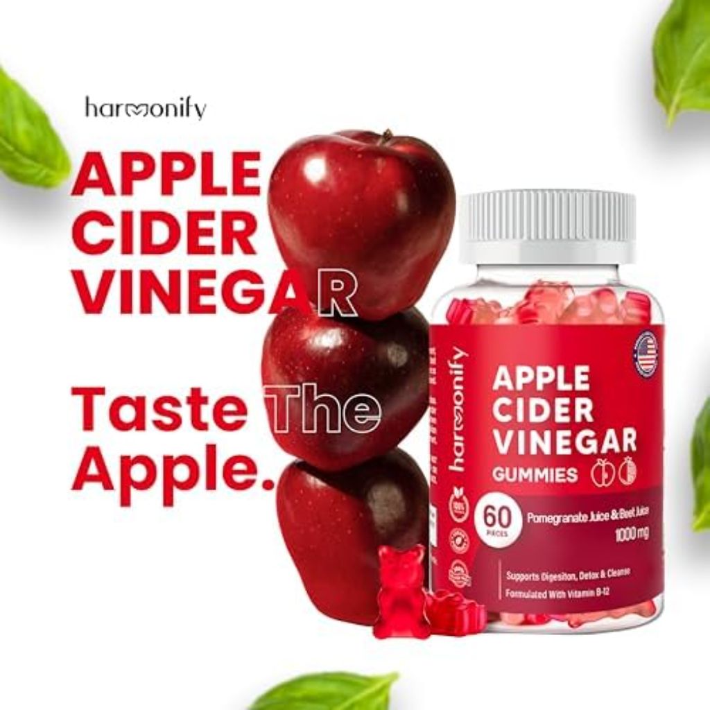 Apple Cider Vinegar Gummies with Pomegranate Beet Juice and Vitamin B12 - 60ct