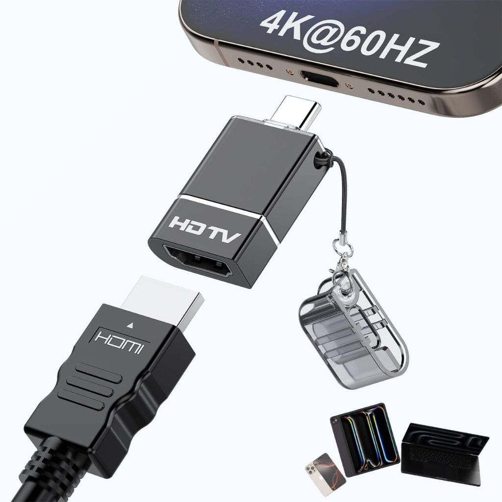 USB C to HDMI Adapter for Monitor (4K@60Hz), Thunderbolt 3/4 to HDMI Adapter, Type-C to HDMI Adapters Dongle for tv for iPhone 16 15 Pro/Max, iPad Pro/Air, Surface, Dell XPS, Chromebook and More