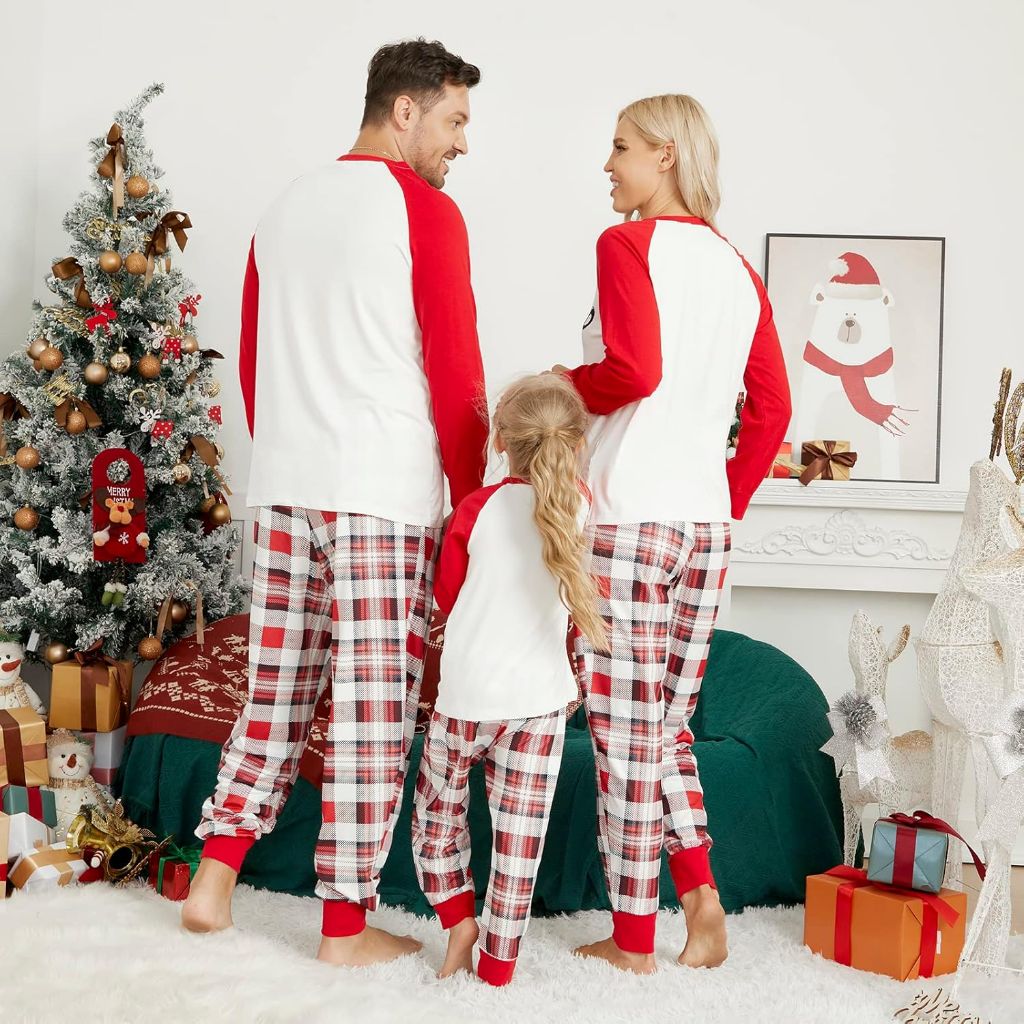 Honwenle Family Christmas Pajamas Matching Sets Soft Long Sleeve Family Christmas Pjs Sleepwear Holiday Lounge Set for Dad M