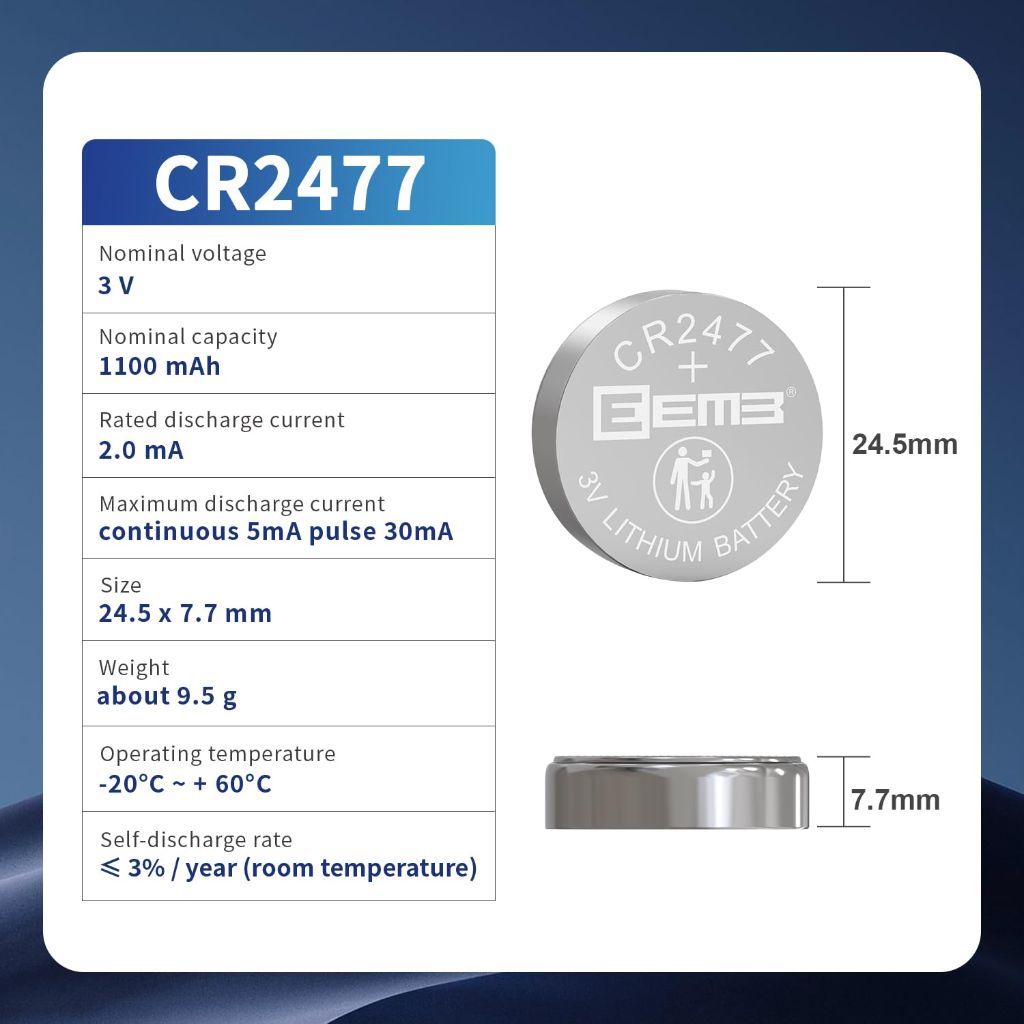 EEMB 10 Pack CR2477 Battery 3V Lithium Battery Button Coin Cell Batteries